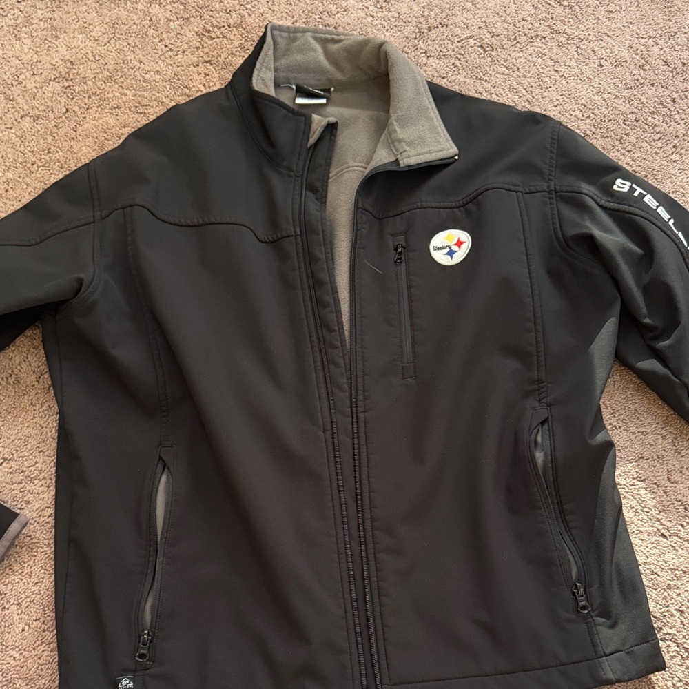 Black Steelers Softshell Jacket -NFL Team Apparel, Large